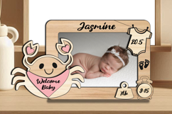 Laser SVG Crab Baby Photo Frame Present Board Newborn Pic Product Image 2
