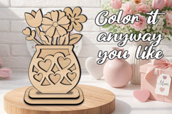 Flower Vase Mother Day Kid Coloring Gift Laser SVG Ornament Product Image 2