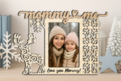 SVG Christmas Mommy &amp; Me Frame Photo Gift Laser Winter Deer Product Image 2