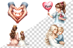 Pink Mother's Day | Watercolor PNG Clipart Mom Child Love Product Image 2