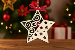 Laser SVG Christmas Star Design Ornament Home Decor Holiday Product Image 2