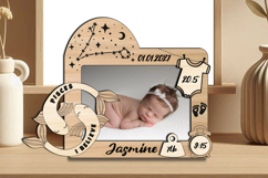 SVG Pisces Baby Photo Frame Zodiac Present Newborn Pic Laser Product Image 2