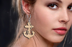 SVG Ocean Anchor Sea Pattern Earrings Laser Gift Maritime Product Image 3