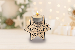 Winter Pattern SVG Christmas Candle Holder Laser Star Gift Product Image 2