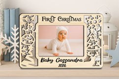 SVG First Baby Christmas Photo Frame Holiday Elements Laser Product Image 2