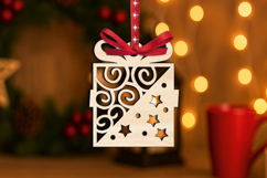 Present Design Christmas Ornament SVG Winter Pattern Laser Product Image 2