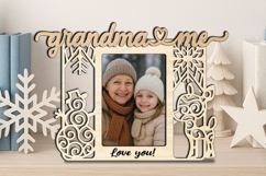 Grandma and Me SVG Snowman Deer Christmas Photo Frame Laser Product Image 2