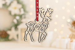 SVG Deer Holiday Winter Pattern Christmas Ornament Laser Product Image 3