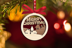 Holiday Village SVG Merry Christmas Ornament Laser Present Product Image 2