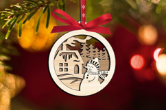 Merry Christmas Ornament Snowman Winter Home Scene SVG Laser Product Image 2