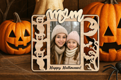SVG Halloween Mom Photo Frame Laser Gift Scary Ghost Moon Product Image 2