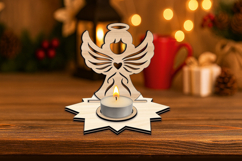 SVG Laser Angel Star Desgin Candle Holder Christmas Holiday Product Image 2
