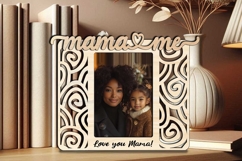 Mama and Me Abstract Design SVG Photo Frame Laser Present Product Image 2