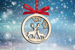 Deer Couple Merry Christmas Ornament Laser Holiday SVG Gift Product Image 2