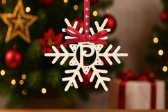 Alphabet SVG Christmas Letter P Ornament Laser Gift Holiday Product Image 2