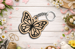 Butterfly Spring Keychain Laser SVG Gift Summer Present Product Image 2