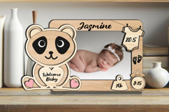 Laser Panda SVG Baby Photo Frame Present Board Newborn Pic Product Image 3