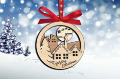 Merry Christmas Ornament Santa Claus Winter House SVG Laser Product Image 2