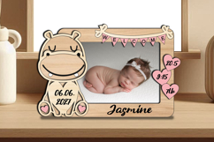 Hippo Baby Photo Frame Board Newborn Picture SVG Gift Laser Product Image 3