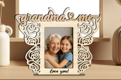 SVG Rose Butterfly Grandma and Me Photo Frame Laser Present Product Image 2