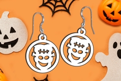 Halloween Earrings SVG Zombie Head Frankenstein Laser Gift Product Image 2