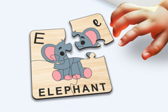 Elephant Kid Puzzle Baby Game Child Play SVG Letter E Laser Product Image 2