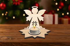 Holiday Angel Candle Holder Christmas Pattern SVG Laser Product Image 2