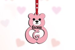 Letter G Valentine Day Love Bear Gift Laser Alphabet SVG Product Image 2