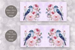 Watercolor Bird and Roses Mug Sublimation 11oz &amp; 15oz Product Image 2
