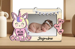 Unicorn Baby Photo Frame SVG Newborn Home Decor Flag Gift Product Image 2