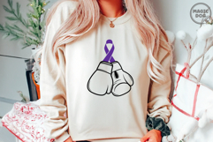 Purple Ribbon Boxing Gloves Cancer Awareness Support SVG Product Image 2