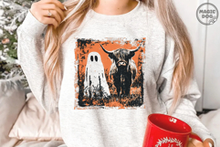 Halloween Fall Highland Cow Ghost|Boo Ghost Highland Cow PNG Product Image 2