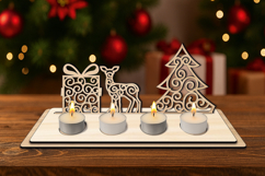 SVG Christmas Decoration Candles Holder Snowy Holiday Laser Product Image 2