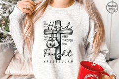 Christian Boxing Cross with Gloves Hallelujah Faith Quote Product Image 2