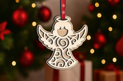 Holy Angel SVG Laser Christmas Tree Ornament Holiday Present Product Image 2