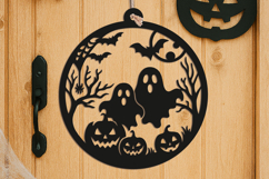 Spooky Ghosts Halloween Door Hanger SVG Welcome Sign Laser Product Image 2