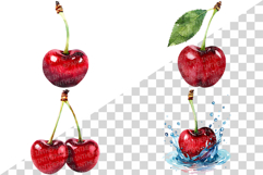 Cherry | Watercolor fresh citrus fruit farm harvest png Clip Product Image 2
