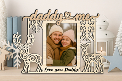Deer Couple SVG Christmas Daddy Me Photo Frame Gift Winter Product Image 2