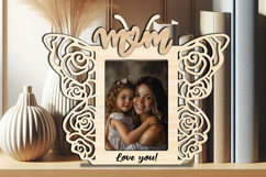 Rose SVG Butterfly Mom Photo Frame Laser Gift House Decor Product Image 2