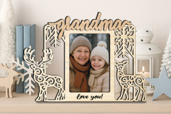 Deer Couple Christmas Grandma SVG Photo Frame Laser Gift Pic Product Image 2