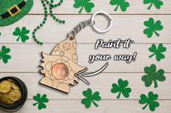 Gnome Coin Holder Keychain SVG Laser Patrick Day Lucky Charm Product Image 2