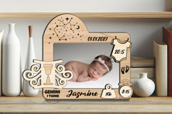 SVG Gemini Zodiac Baby Photo Pic Frame Present Newborn Laser Product Image 2
