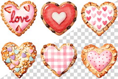 Valentine Pink Heart Cookie | Watercolor dessert biscuit PNG Product Image 2