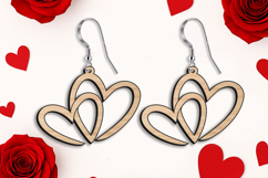 Laser SVG Two Hearts Earrings Valentine Gift Love Present Product Image 2