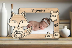 SVG Fox Baby Photo Pic Frame Laser Digital Download Newborn Product Image 2