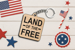 Land of the Free 4th of July Keychain Laser SVG Gift Amercia Product Image 2