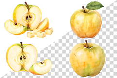 Gloden Apple | Watercolor yellow fruit fresh juicy PNG Product Image 2