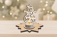 SVG Christmas Tree Pattern Snowman Candle Holder Laser Gift Product Image 2