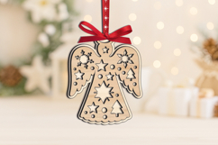 SVG Snowy Holiday Pattern Ornament Angel Christmas Laser Product Image 2