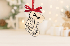 Sock Laser SVG Letter J Christmas Ornament Monogram Alphabet Product Image 2